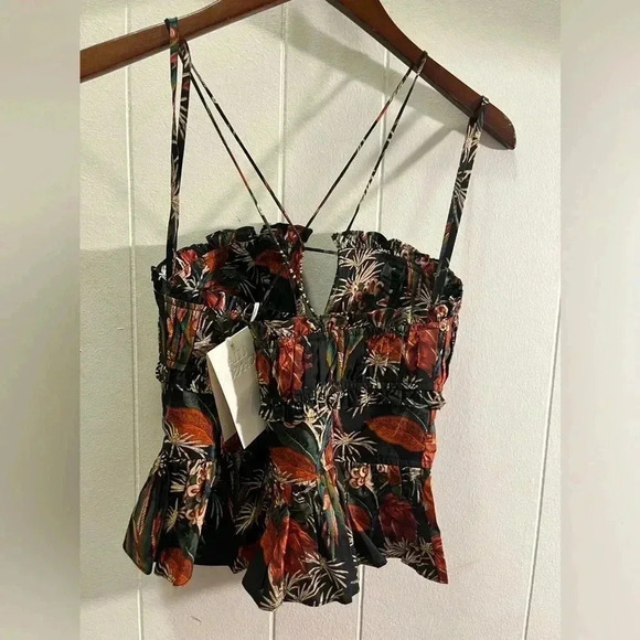 NWT Ulla Johnson Kitty Peplum Top Anthurium Black 6 - Picture 6 of 8